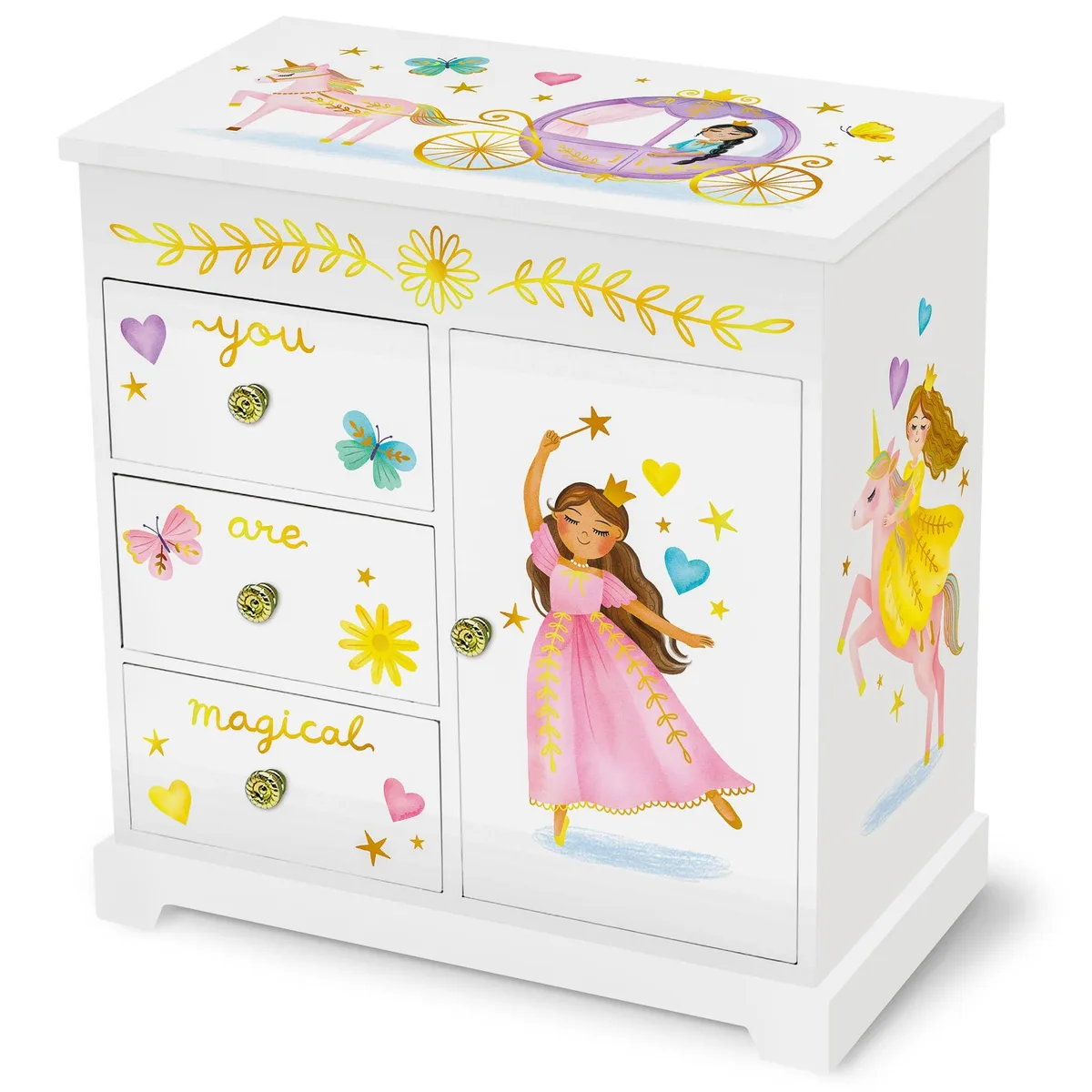  Giggle &amp; Honey Princess Musical Jewelry Box White 9 x 5 x 9.3 in — product photo
