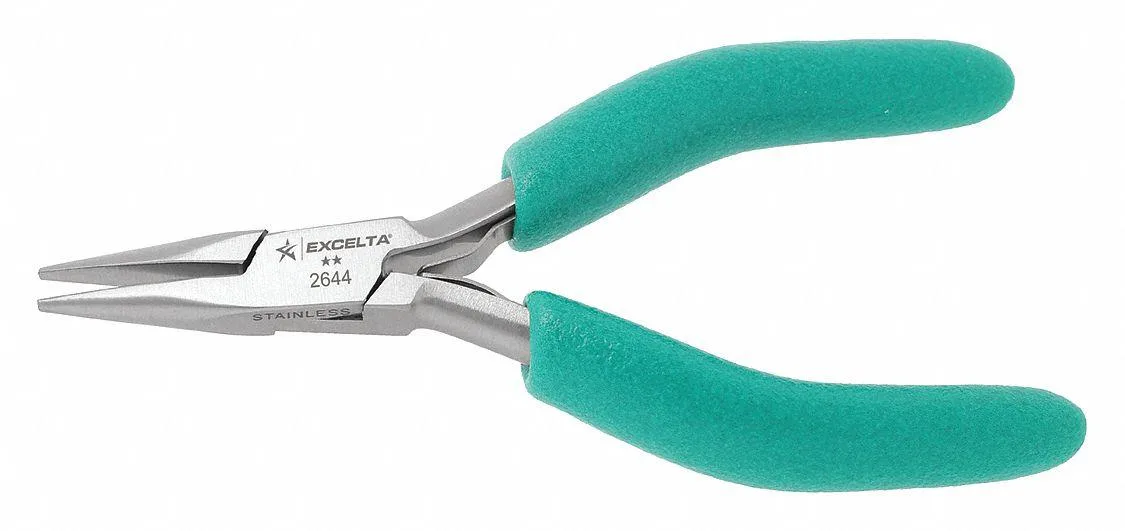 Teal chain nose pliers with cushion grips, 4-3/4 inches