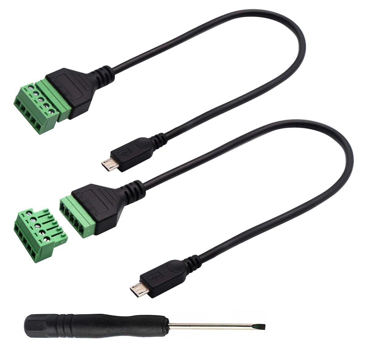 Vszerda Vszerda Micro USB 2.0 Male to 5-Pin Screw Terminal Cable 30CM 2-Pack — product photo
