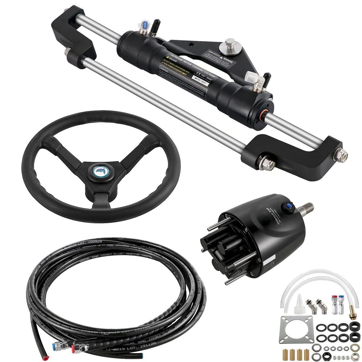 VEVOR VEVOR HK6324A-3 hydraulic steering kit 300HP 24ft hose 13.5in wheel — product photo