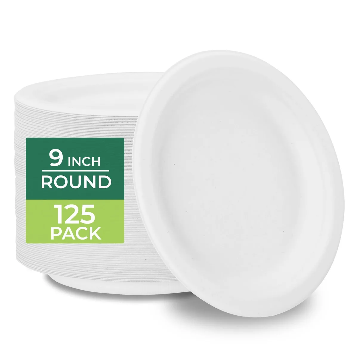 Rectangular white 9-inch plate, smooth matte finish, 30-count pack