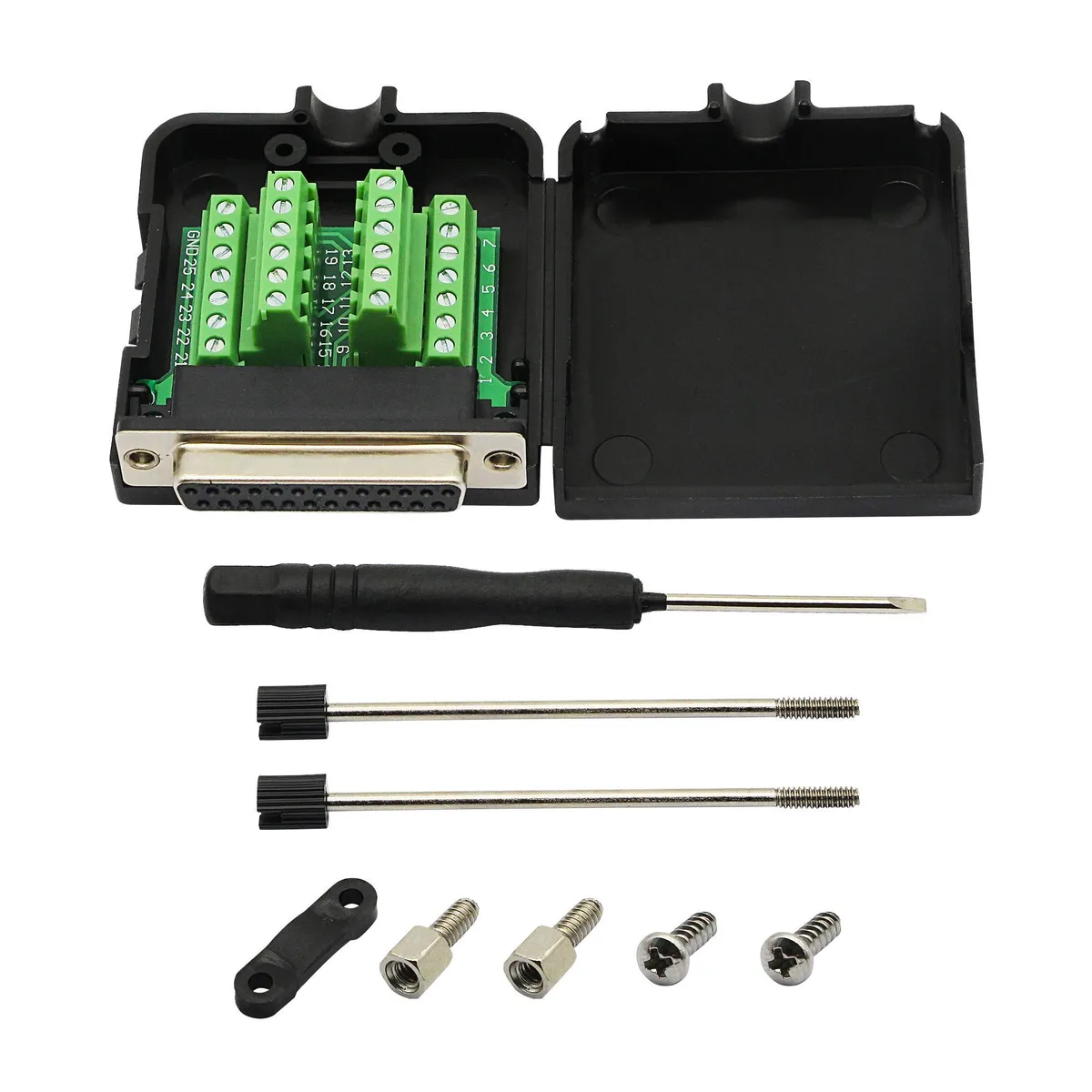 Vszerda Vszerda DB25 Female Breakout Board Screw Terminal Kit with Plastic Case Black — product photo