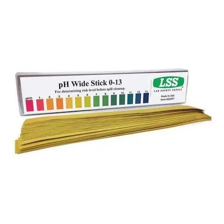 Pack of 25 pH test strips, 9 by 1 inch, range 0 to 13.9 pH