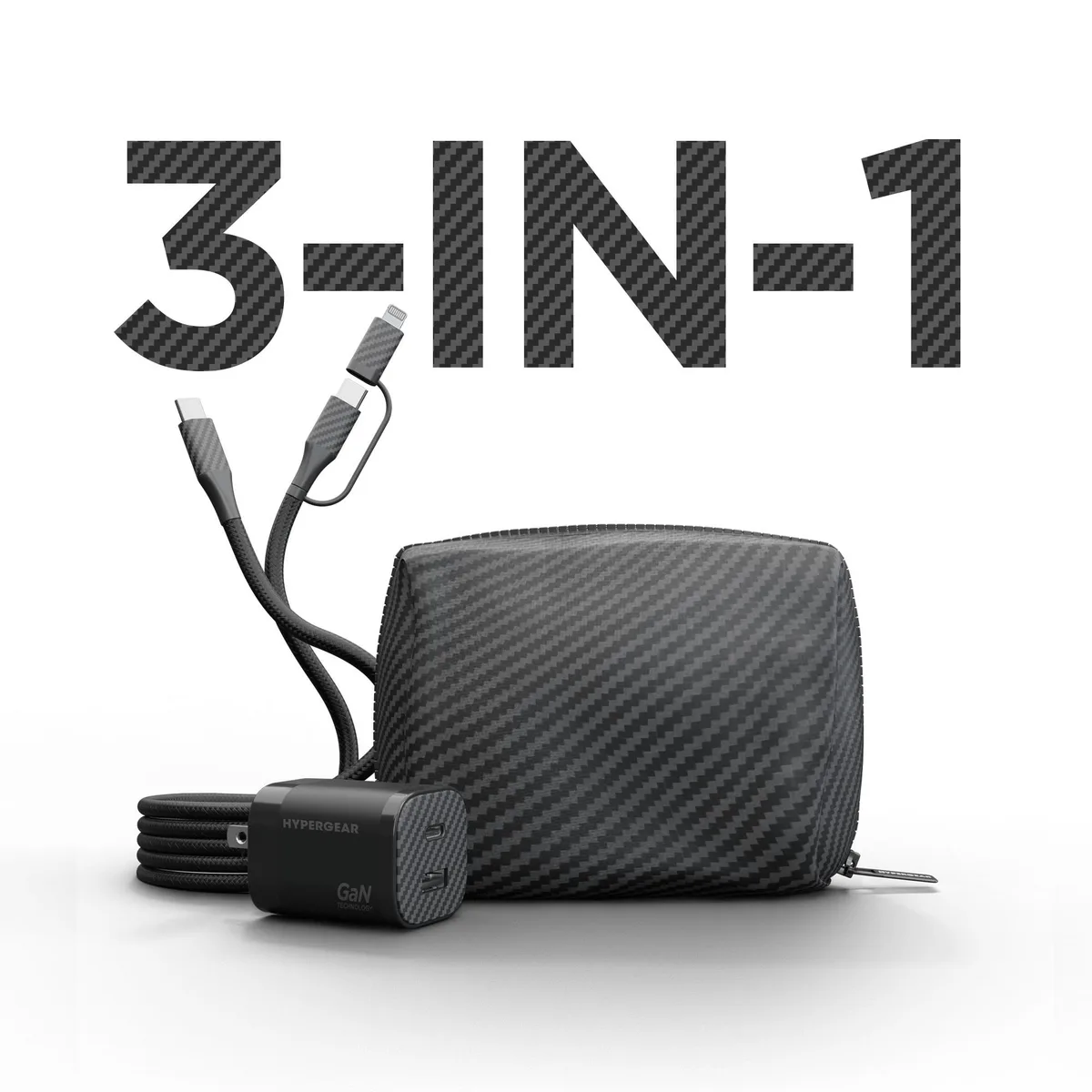 HyperGear HyperGear TECHcessories 30W USB-C PD Charging Kit Carbon Grey — product photo