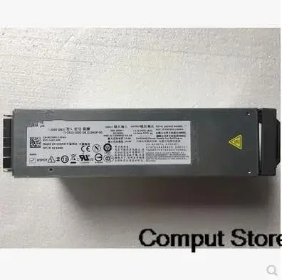 Silver rectangular server power supply unit with rear connector and fan grille