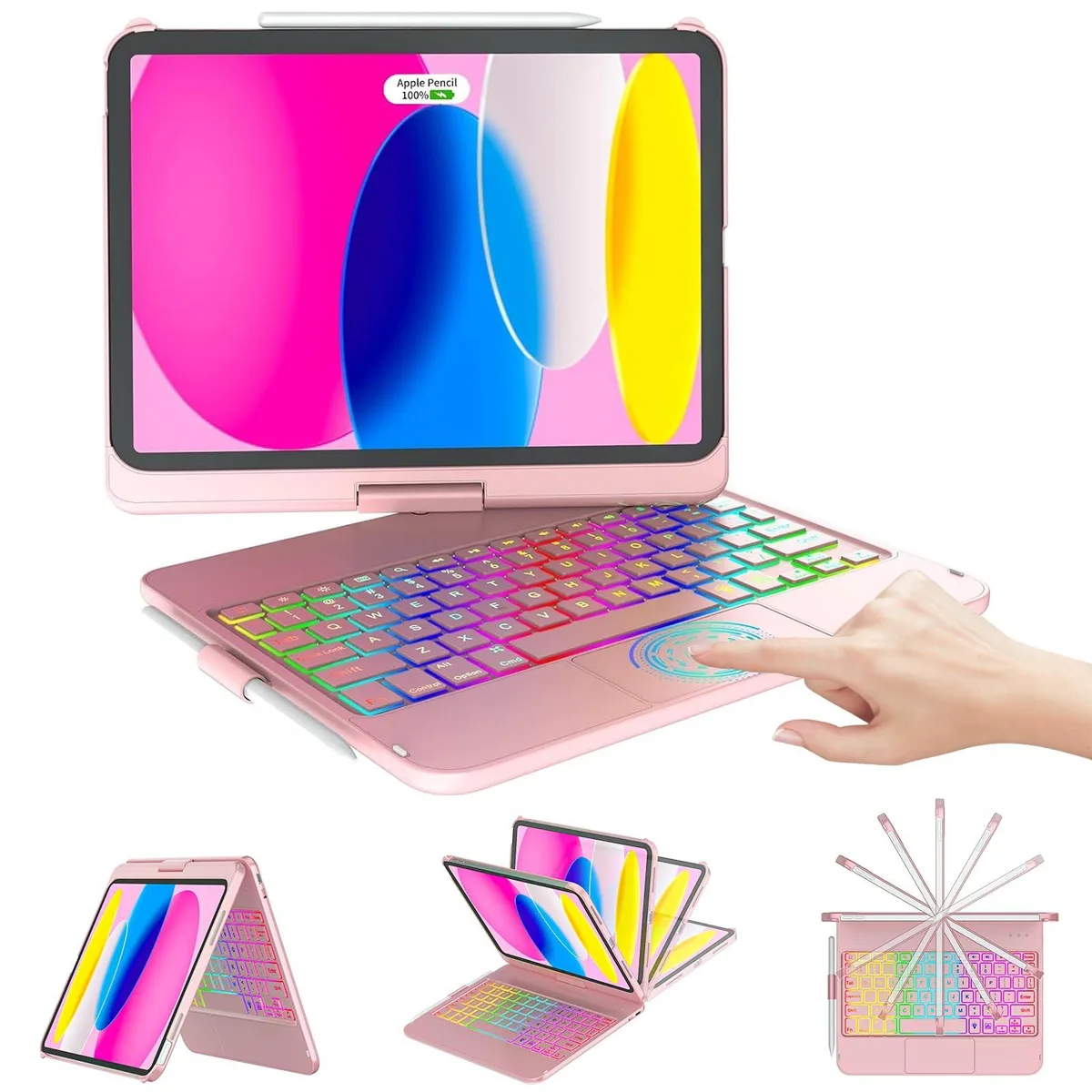  CC Store iPad 10th Gen 10.9 Case Keyboard 360° Rose Gold — product photo