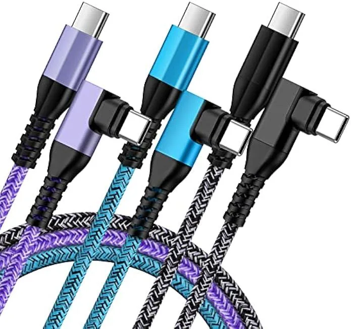 miqpower miqpower USB-C to USB-C 60W 90° Cable 3 Pack 6ft — product photo