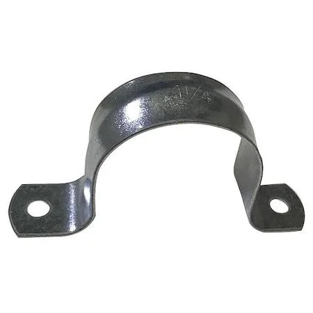 Galvanised steel two-hole pipe strap for 1 1/4 inch pipe