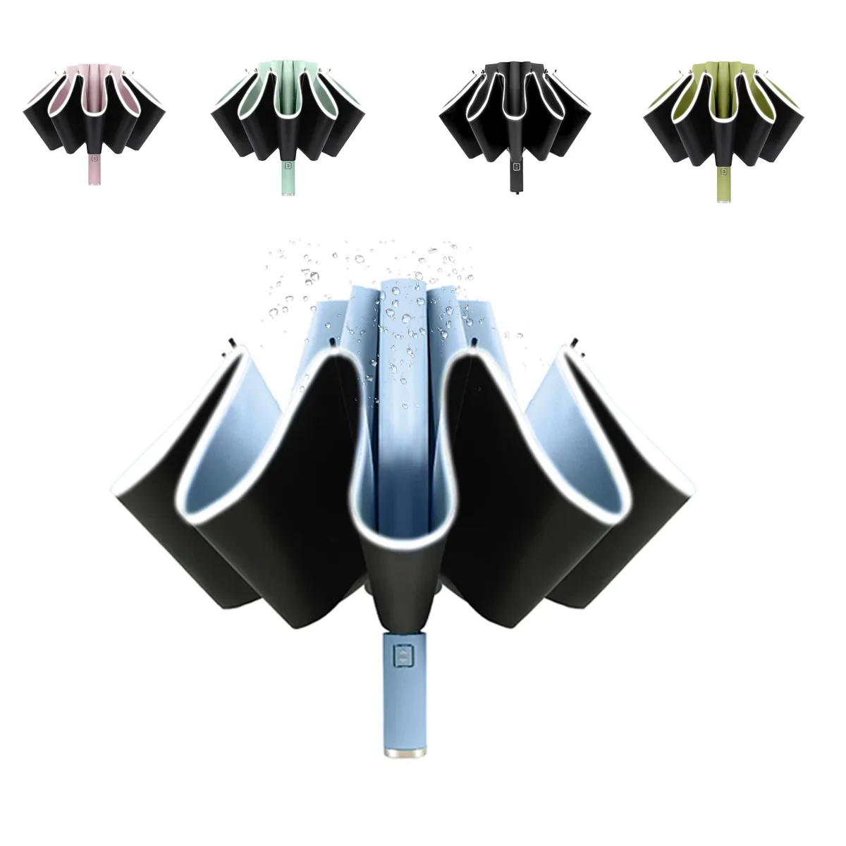 BAODINI 8838 Inverted UV Umbrella 46" Arc UPF 50+ Auto Open/Close — product photo