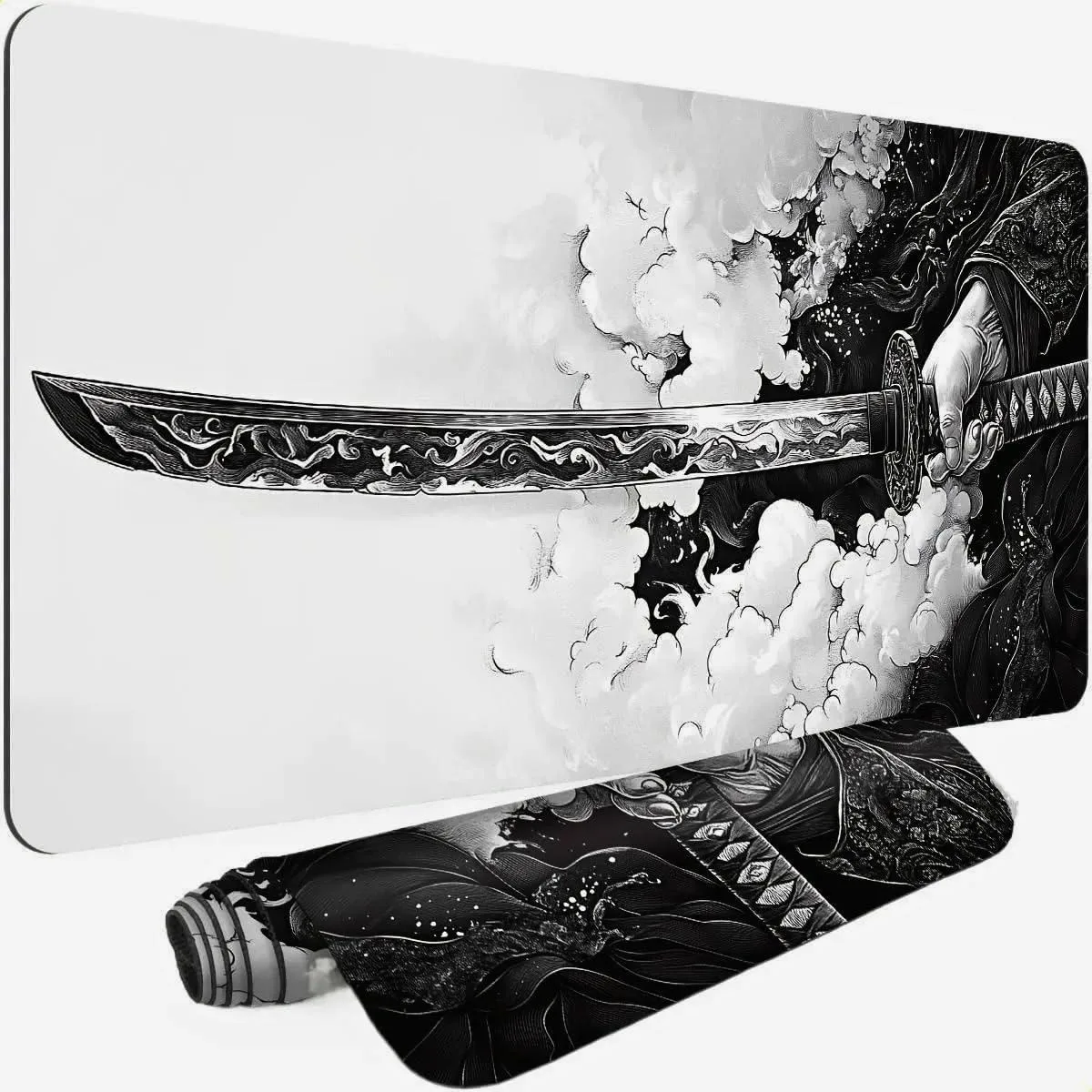 Seltand Cinematic Samurai Sword mouse pad 31.5x11.8 in Black and White — product photo
