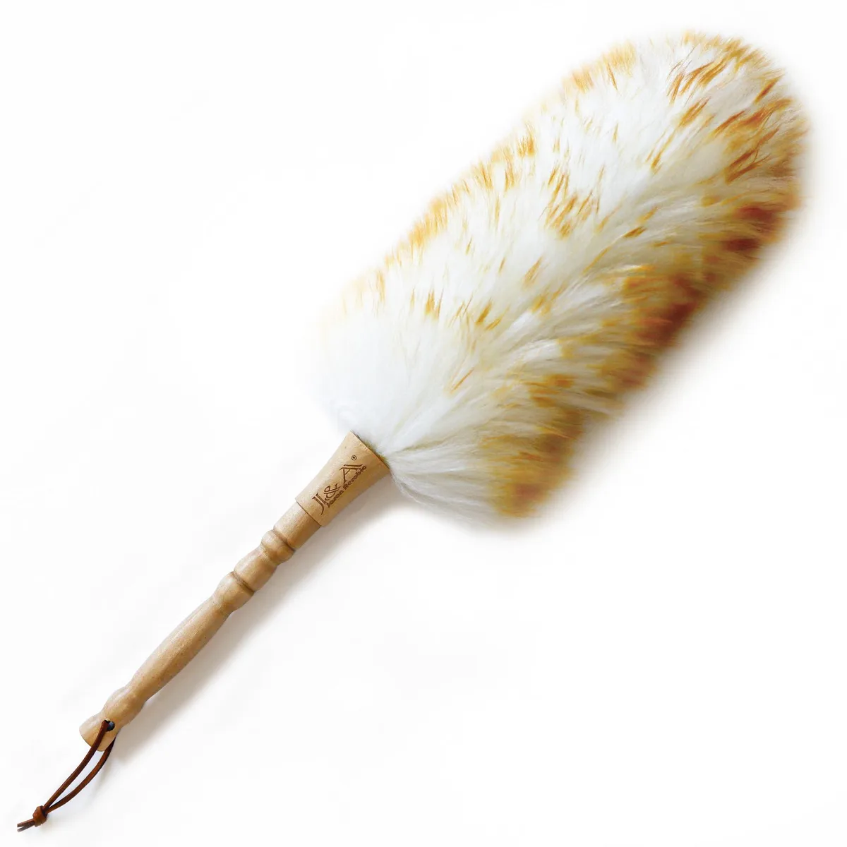 Lambswool duster with wooden handle, flexible black head, 17.8 inches long