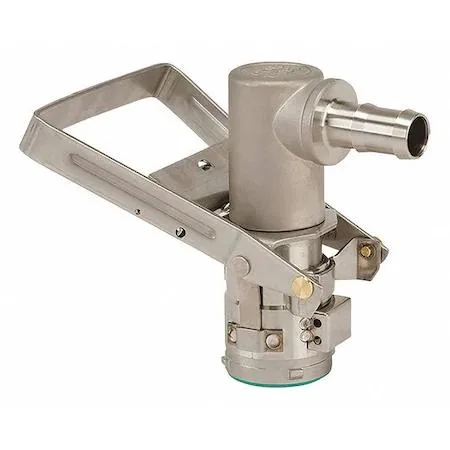 Stainless steel coupler with 90-degree hose barb outlet