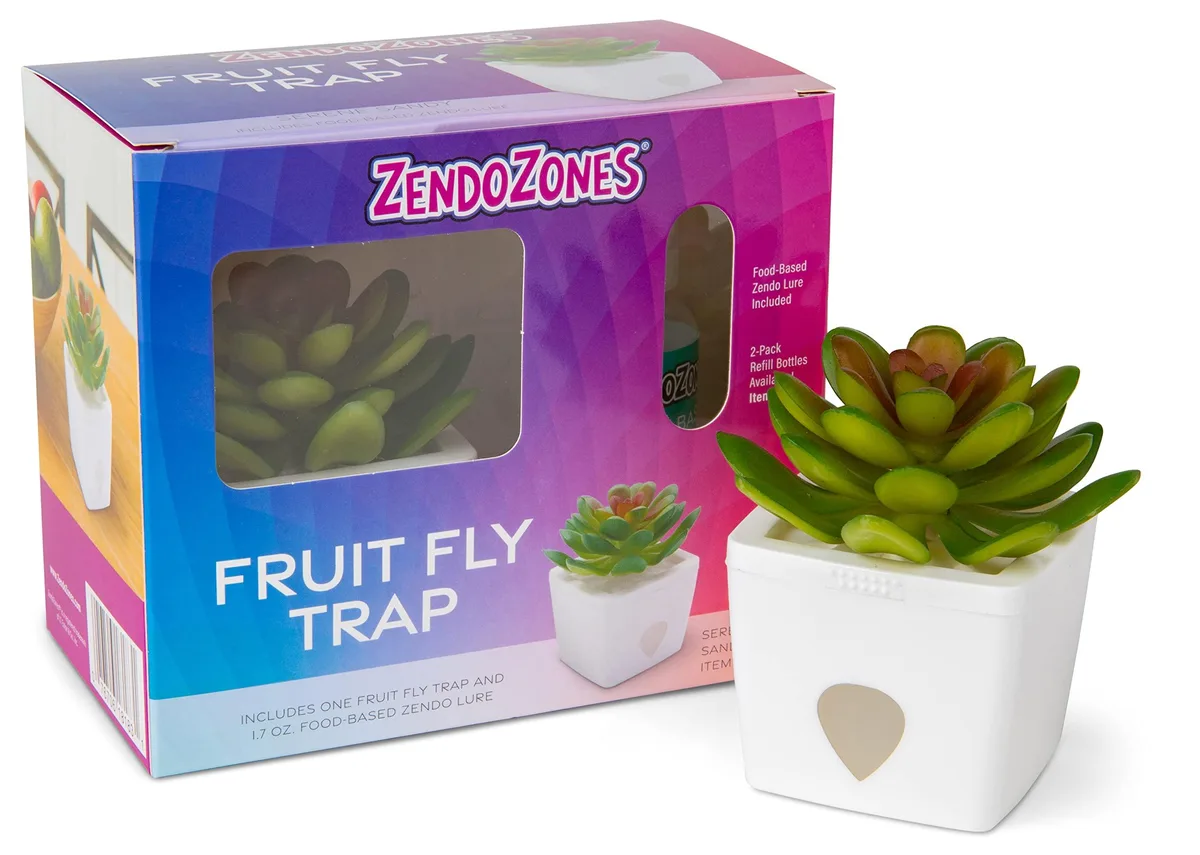 White-base potted succulent fruit fly trap dark green topper 18 pack