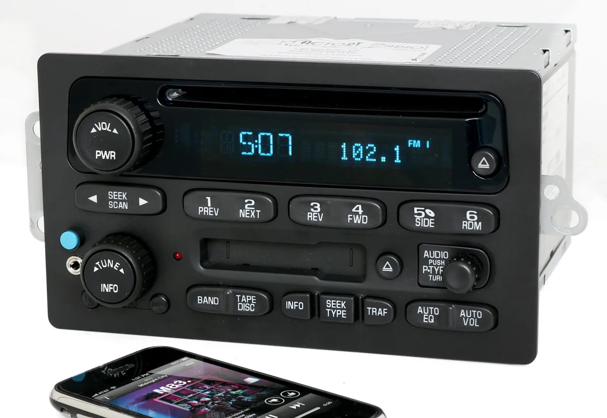 1 Factory Radio 1 Factory Radio 10359566 AM FM CD Cassette Receiver Bluetooth Aux 2005-2009 — product photo
