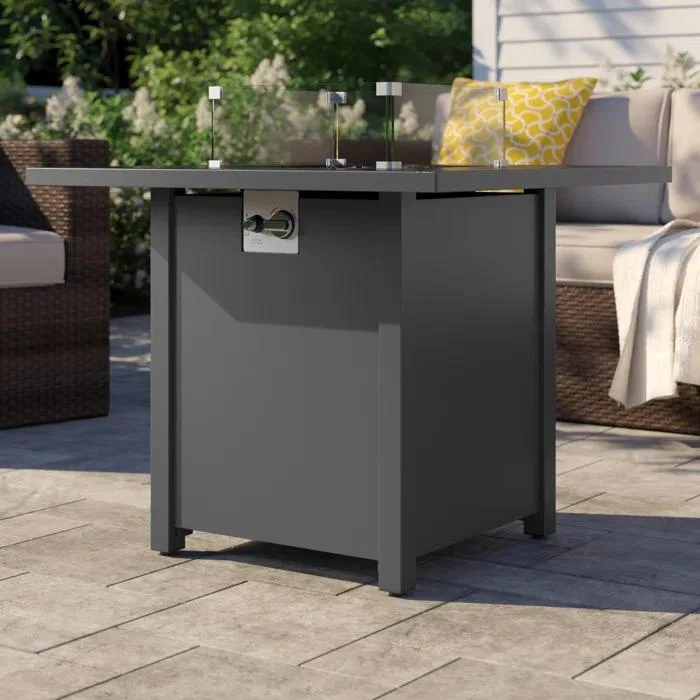 tuphen tuphen 30" Powder-Coated Metal Fire Pit with Smoked Glass Surface — product photo