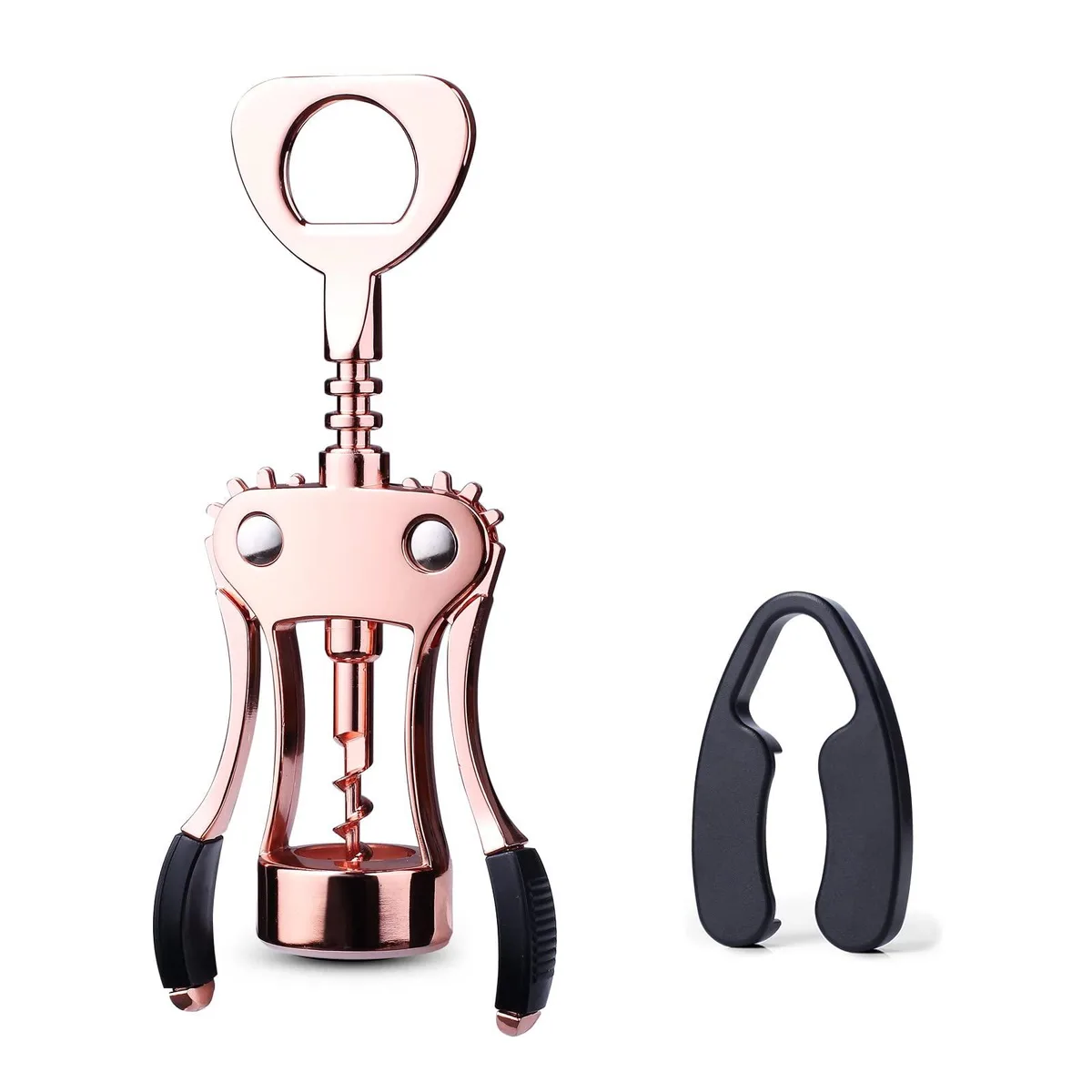 Gold zinc-alloy wing corkscrew with foil cutter, 7.4 inches tall