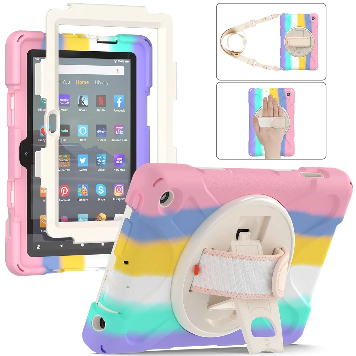 Werleo Werleo 7.0 inch tablet sleeve pink 2022 360 kickstand — product photo