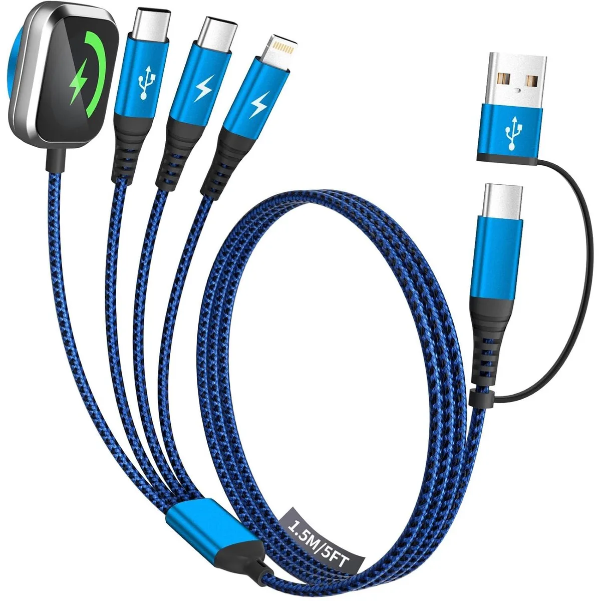 Miimall Miimall 4-in-2 Multi Charging Cable USB-A/C Dual Type-C iWatch 5ft — product photo