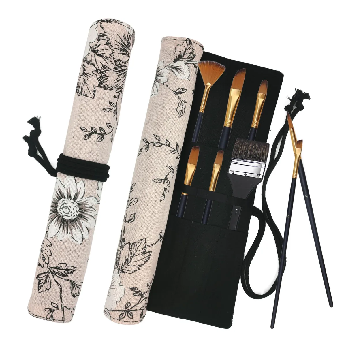 Canvas roll-up tool storage with twenty pockets, silver finish, 15.7 by 13.7 inches