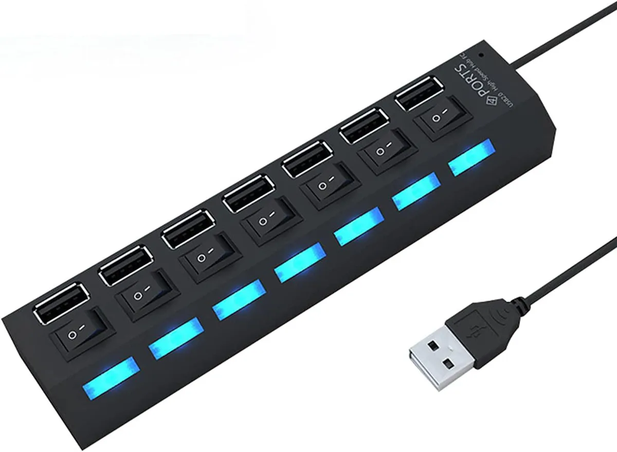 censreal censreal 7-Port USB 2.0 Hub with Switches and LEDs — product photo