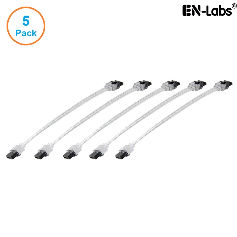 EN-Labs EN-Labs 5PKSATAIII15CMCL 5-pack SATA 3.0 cable clear 6 inch — product photo