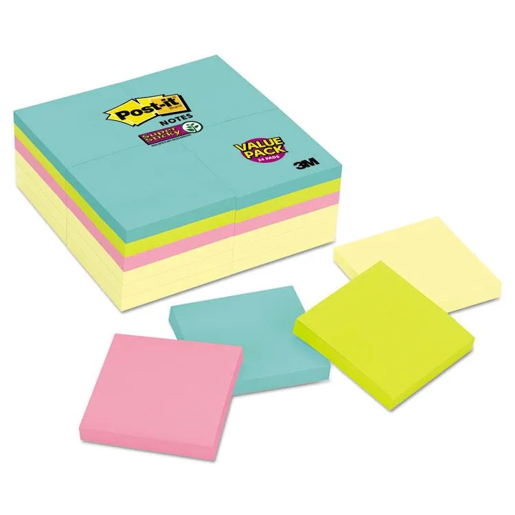 3M 3M Post-it Super Sticky Notes 3x3 in Supernova Neons 90 sheets 24 pads 65424 — product photo