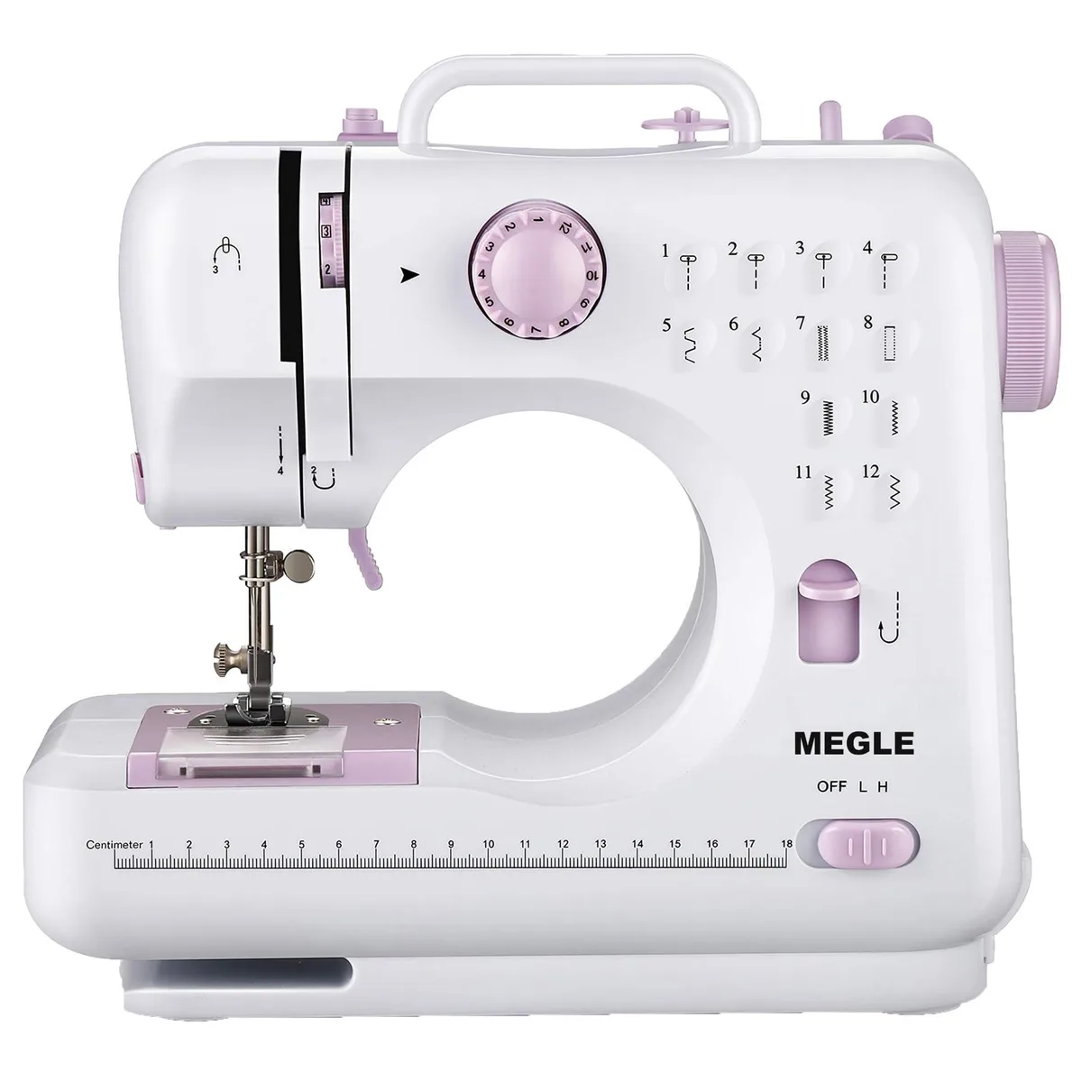  MEGLE 12-Stitch Sewing Machine White 4.7x10.8x10.2in 1.93kg — product photo
