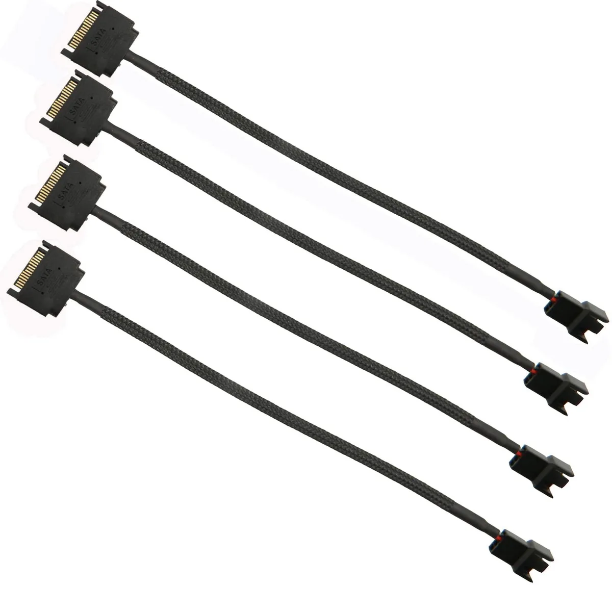 BUCIER BUCIER SATA Power Splitter Y Cable 15 Pin Male to 3/4 Pin Fan 4 Pack 27cm — product photo
