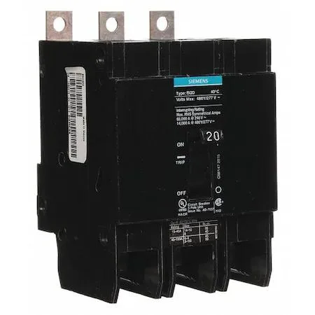SIEMENS SIEMENS BQD320 Miniature Circuit Breaker 20A 3 Pole 480V AC — product photo