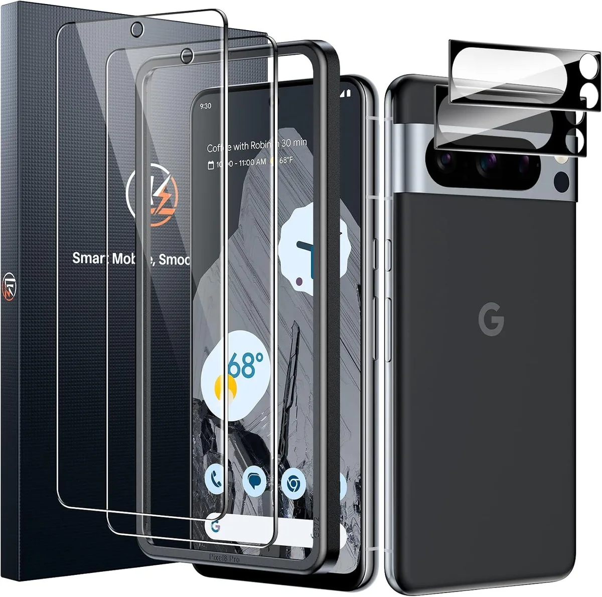 NuoTo NuoTo 2 Pack Screen Protector + 2 Pack Camera Lens Protector for Google Pixel 8 Pro — product photo
