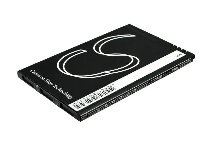 Rectangular smartphone battery, black finish, gold contacts visible