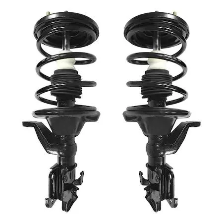 Unity front complete strut assembly kit, pair of silver struts with coiled springs and top mounts