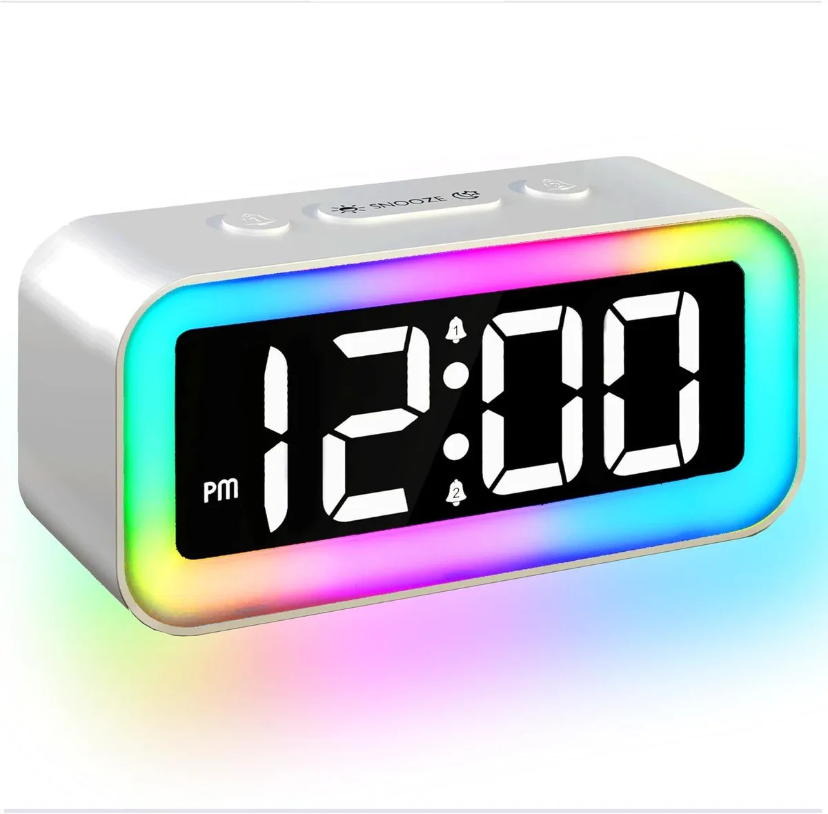 KEHIPI KEHIPI Colorful Nightlight LED Digital Alarm Clock Silver — product photo
