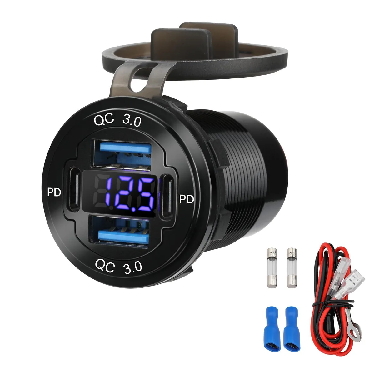  Dell 78W 12V 4-Port USB-C PD36W QC18W Power Adapter with Voltmeter — product photo