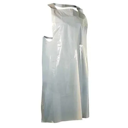 White polyethylene disposable apron 28 by 46 inches pack of 100