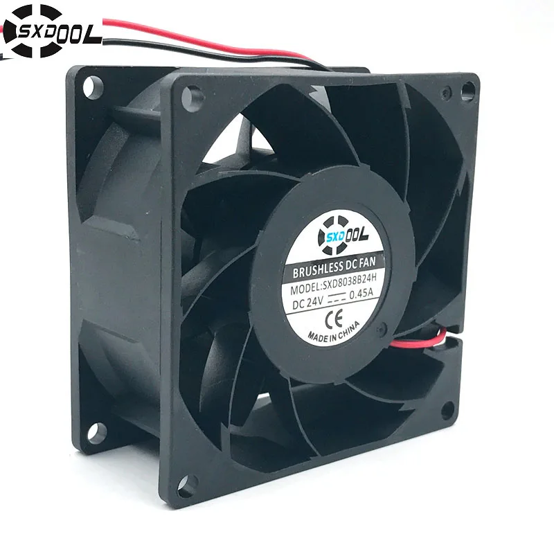 SXDOOL SXDOOL SXD8038B24H 80mm case fan 24V 6000RPM 83.5CFM 2 Ball — product photo