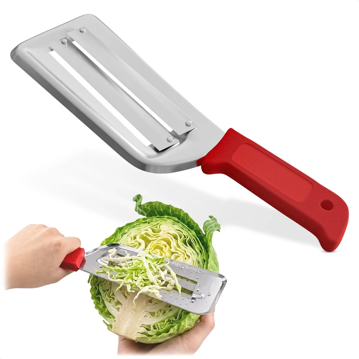  Reluen CP3O Cabbage Shredder Dual Blade 11.8 Inch Stainless Steel Slicer Red — product photo