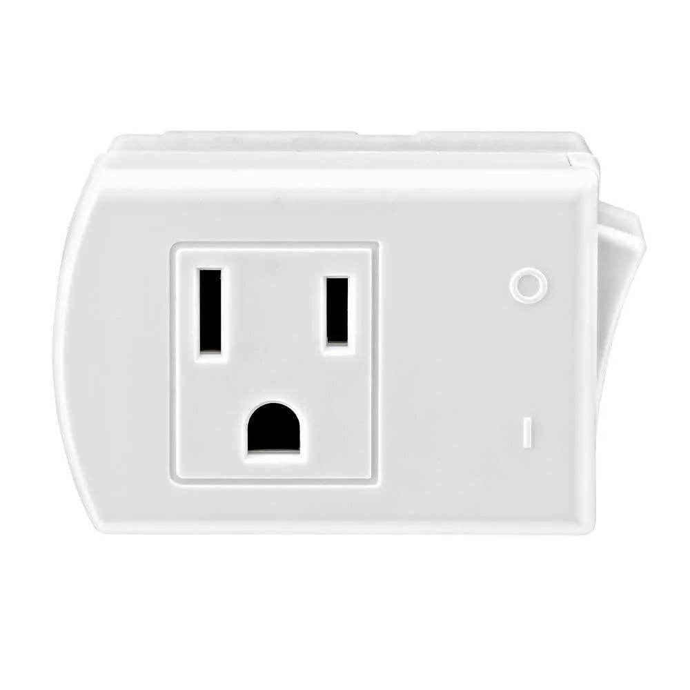 Leviton 1470-W 15 A 125 V AC 3-Wire Grounded Switch Tap with ON/OFF Button, White — product photo
