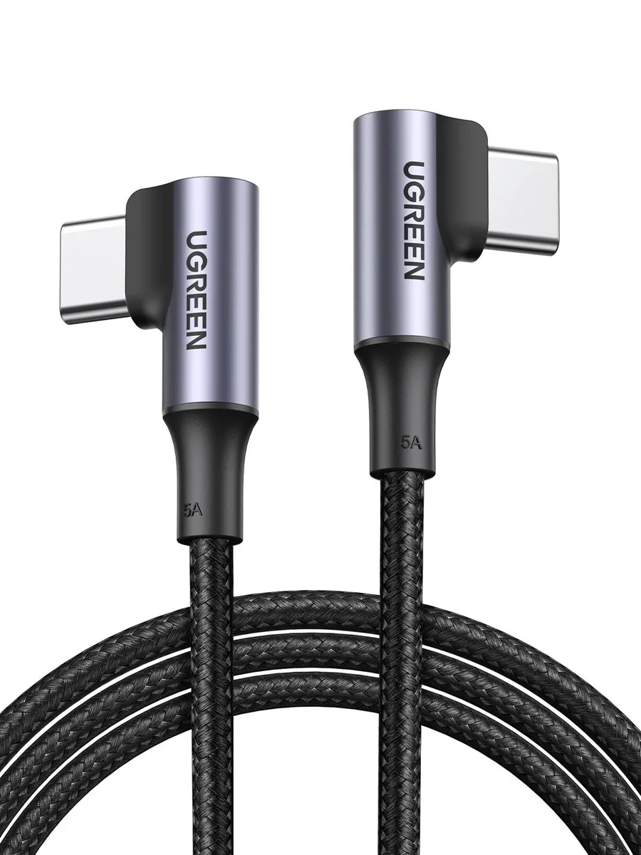  UGREEN 100W USB-C to USB-C Right Angle Cable 3.3 ft Orange — product photo