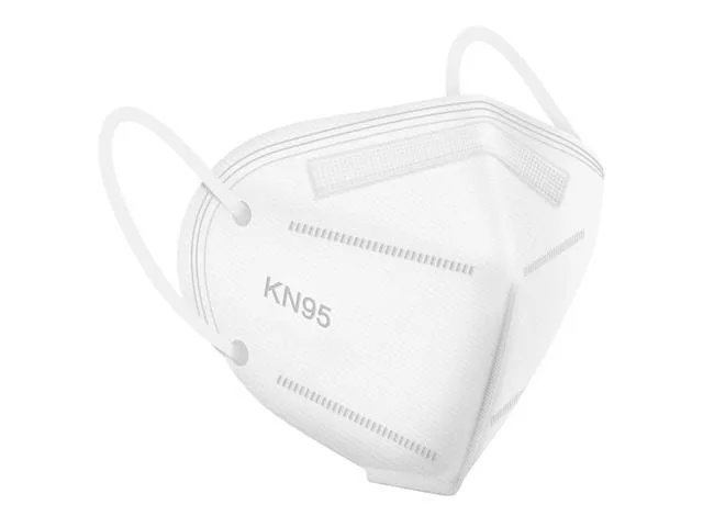White 5-layer disposable face mask with elastic earloops and adjustable nose clip, pack of 100