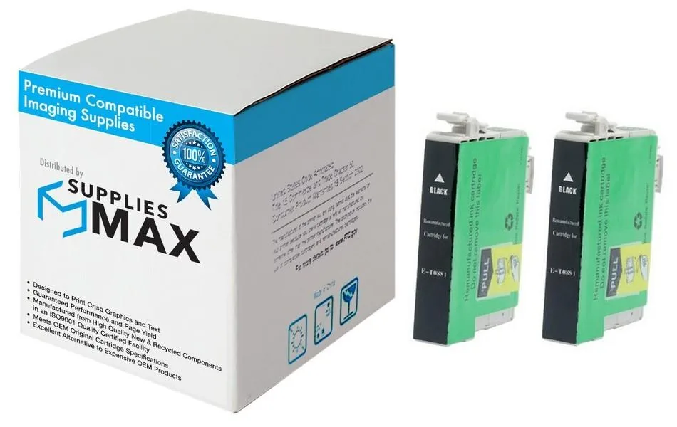 SuppliesMax SuppliesMax T088120-D2 Black Inkjet Cartridge 2-Pack 165 Pages — product photo