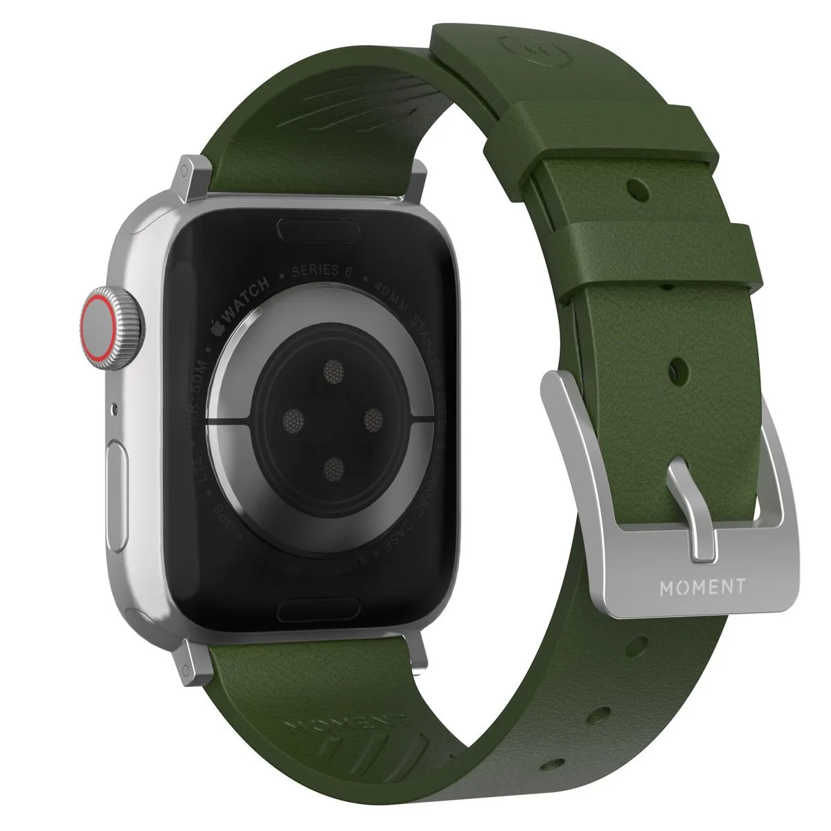 Moment Moment Thin Leather Strap for Apple Watch 38/40/41mm Olive Green wearable technology — product photo