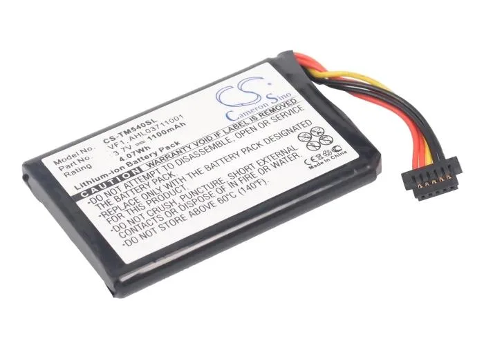 Rectangular replacement battery pack, dark plastic casing, labelled 4CF5.002.00 for Medion Go 540 Live