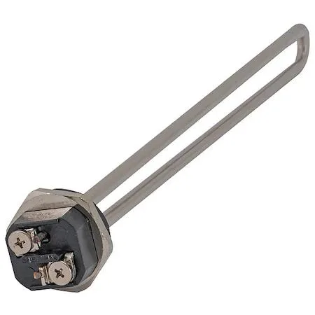 Straight copper water heater element with threaded base and gasket