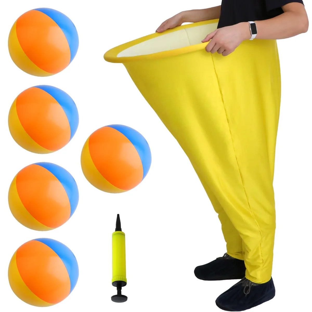  Granny Pants Yard Game Set Yellow 10 colours 1 pump 5 balls play area — product photo