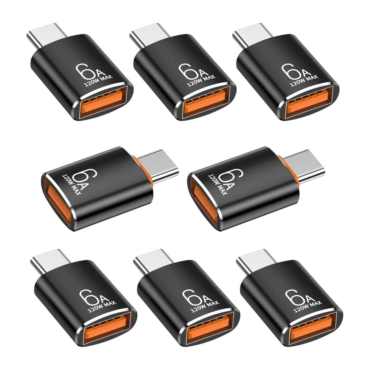 8P USB-C to USB-A Adapter 10Gbps 120W Black — product photo