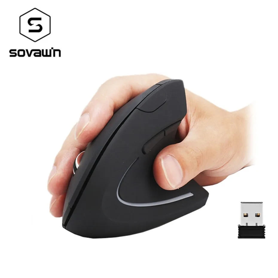 SOVAWIN SOVAWIN Vertical Wireless Mouse 800/1200/1600 DPI Black — product photo