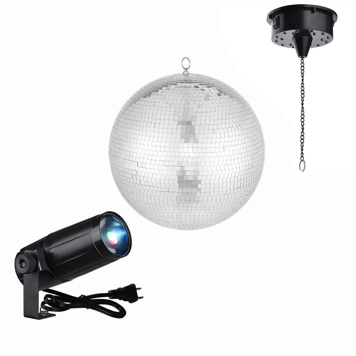Yescom USA, Inc. Yescom USA, Inc. 16" Mirror Disco Ball with Motor &amp; 8 Pinspot LED Lights — product photo