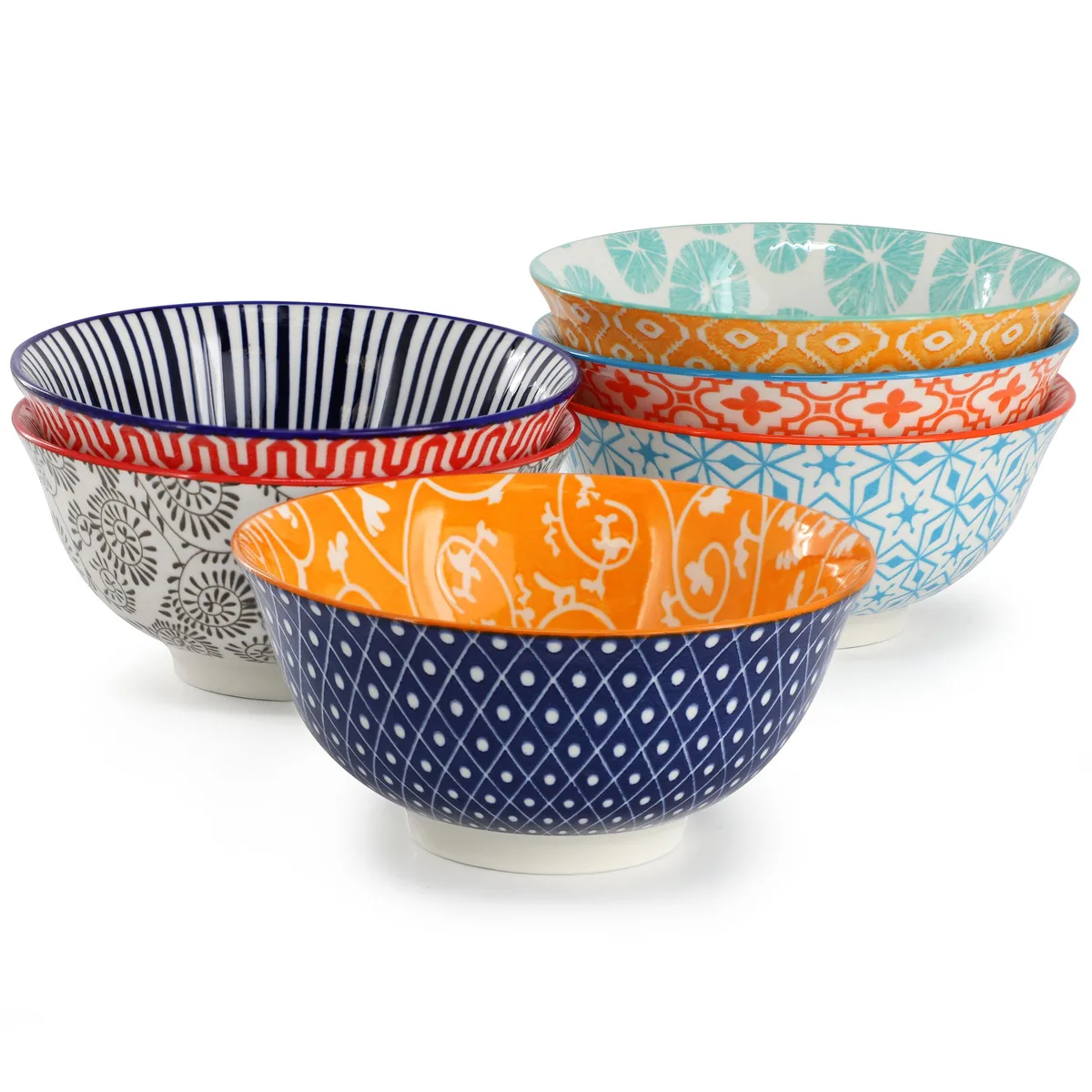 Elama Elama Roxey 6 Piece 20oz Porcelain Footed Bowl Set Multicolor — product photo