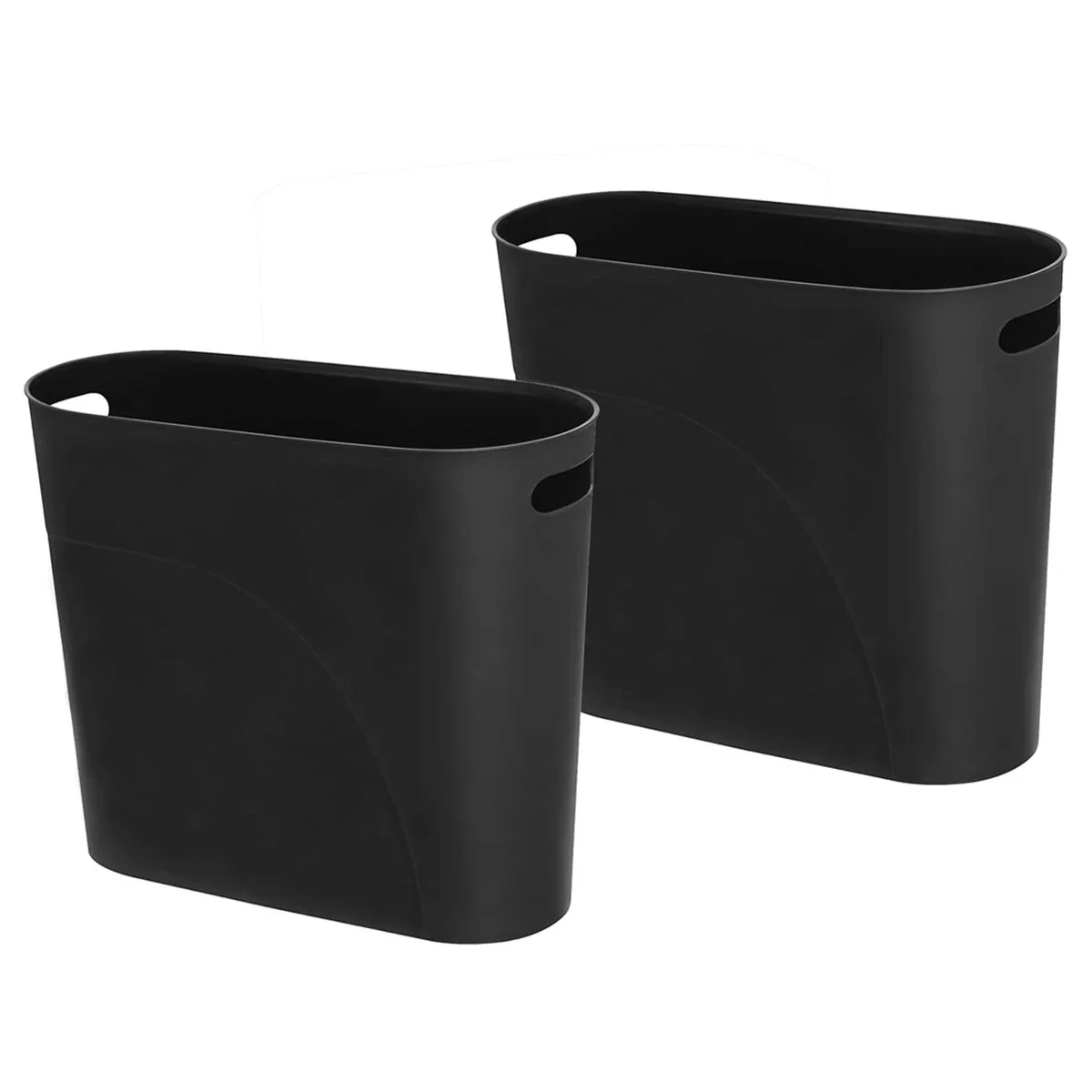 Three white slim plastic bins with handles, 3.2 gallon each